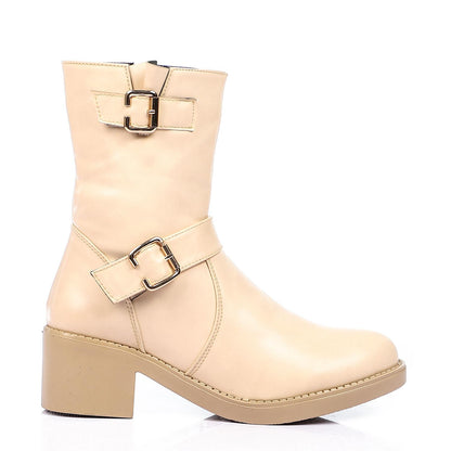 Side Decorative Buckle Half Boot