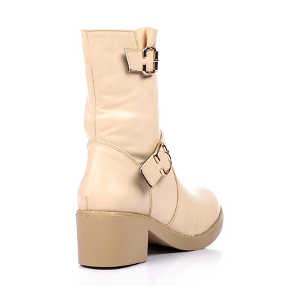 Side Decorative Buckle Half Boot