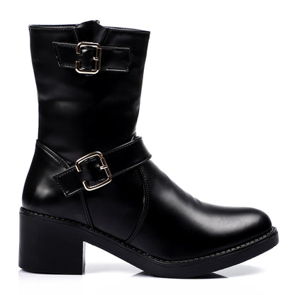 Side Decorative Buckle Half Boot