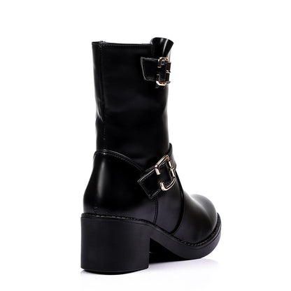 Side Decorative Buckle Half Boot