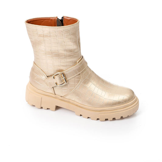 Textured Leather Half Boot