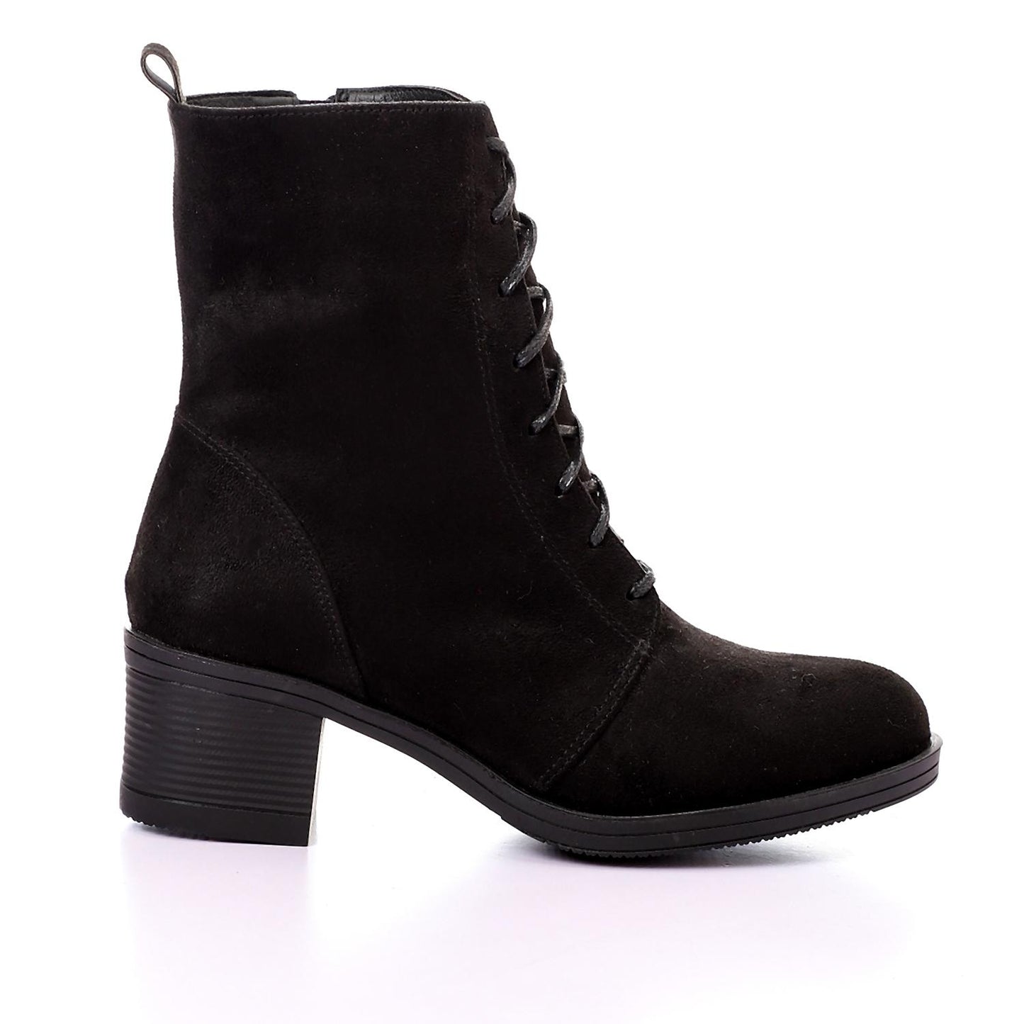 Black Suede Heeled Half Boot
