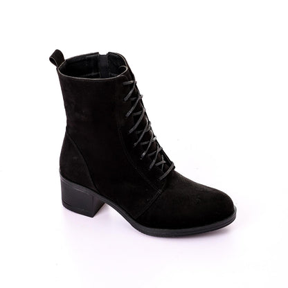 Black Suede Heeled Half Boot