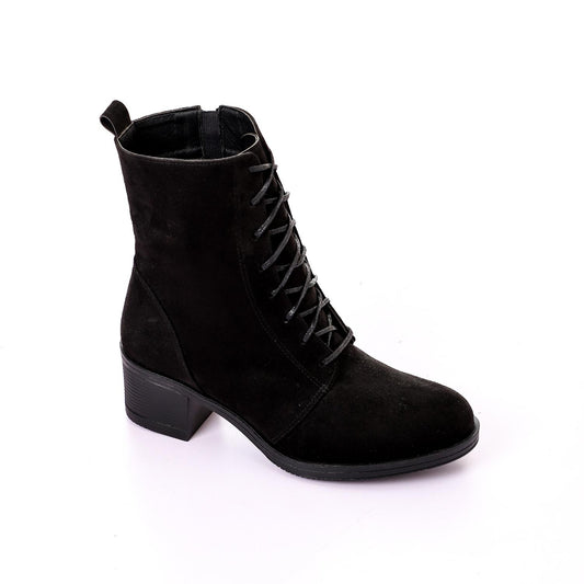 Black Suede Heeled Half Boot