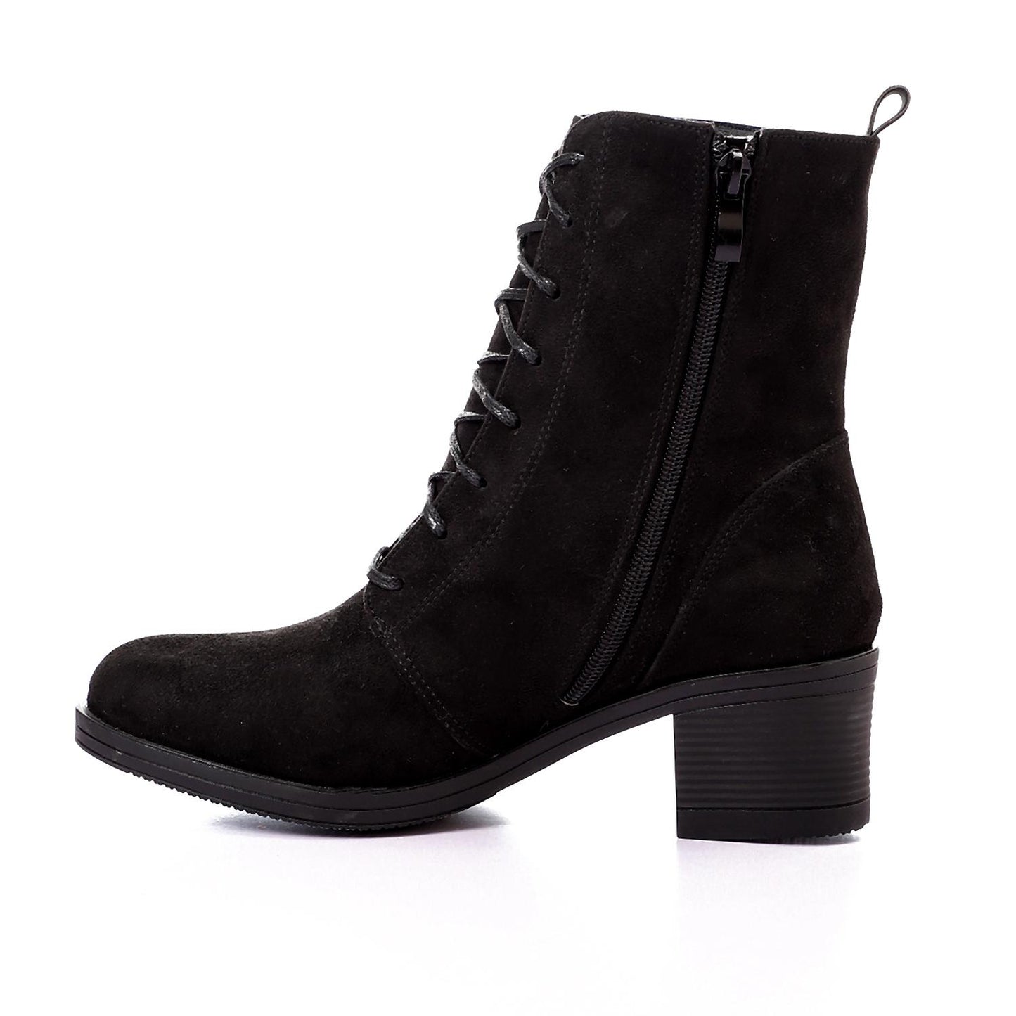 Black Suede Heeled Half Boot