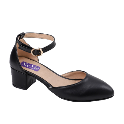 Black Open Side Heeled Shoes