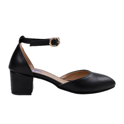 Black Open Side Heeled Shoes