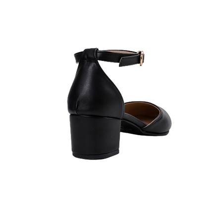 Black Open Side Heeled Shoes