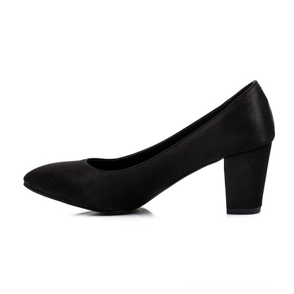 Black Pointed Toe Cap High Heels