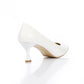 White Pointed Toecap Plain Pumps