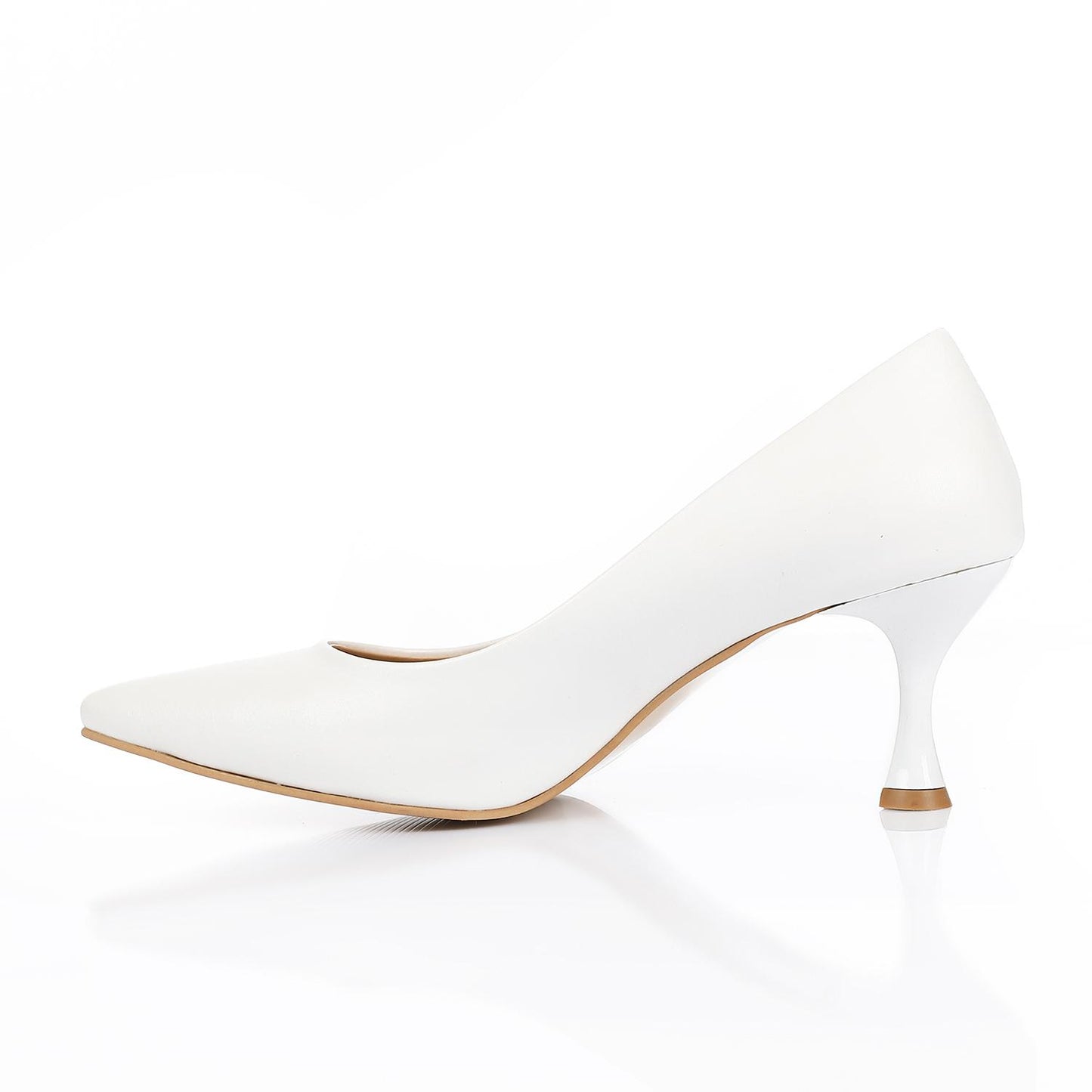 White Pointed Toecap Plain Pumps