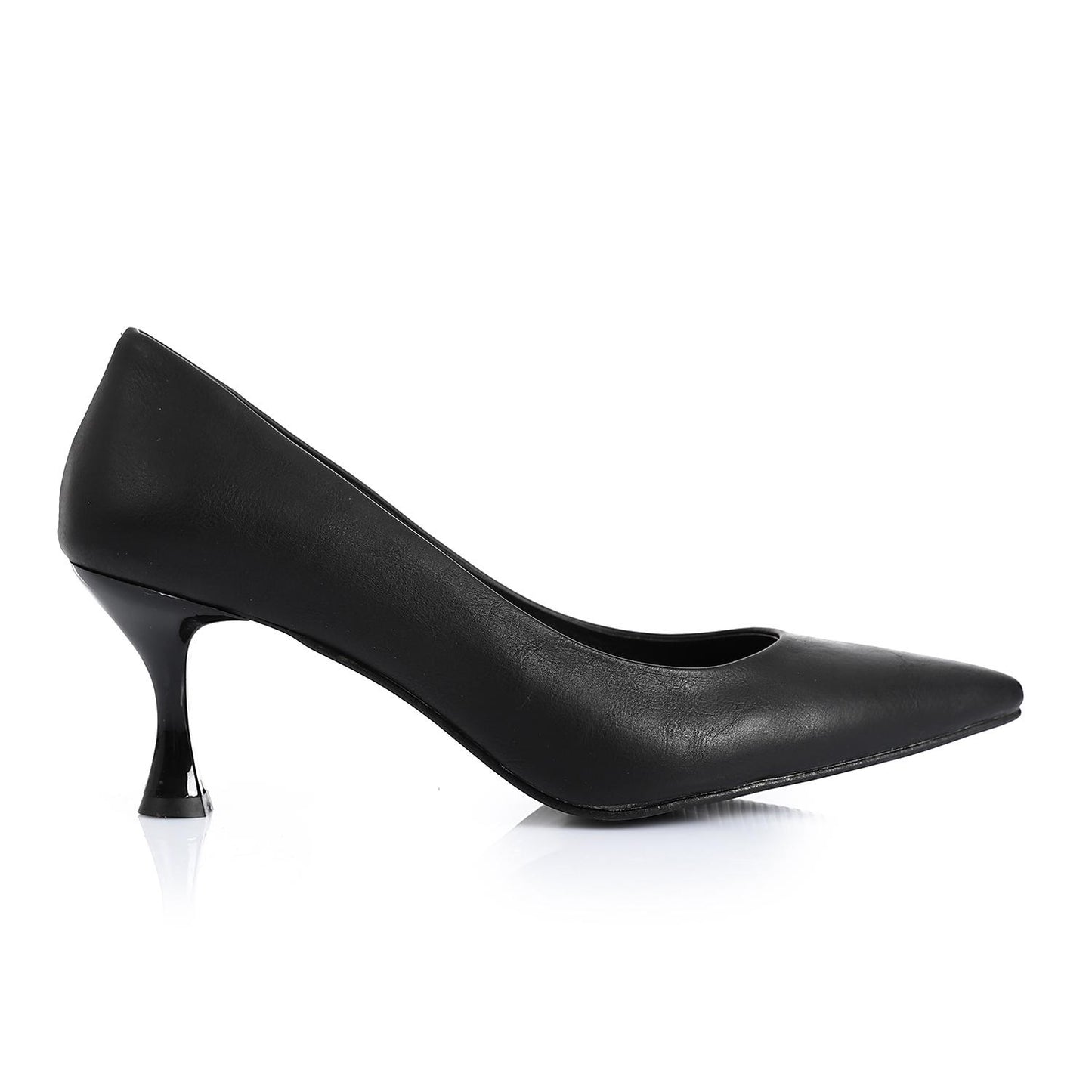 Black Pointed Toecap Plain Pumps