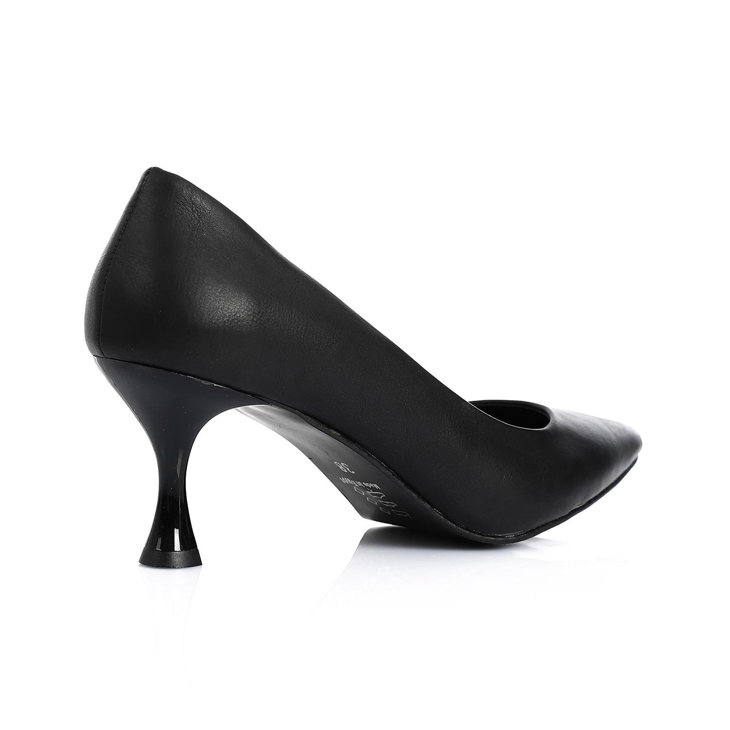 Black Pointed Toecap Plain Pumps