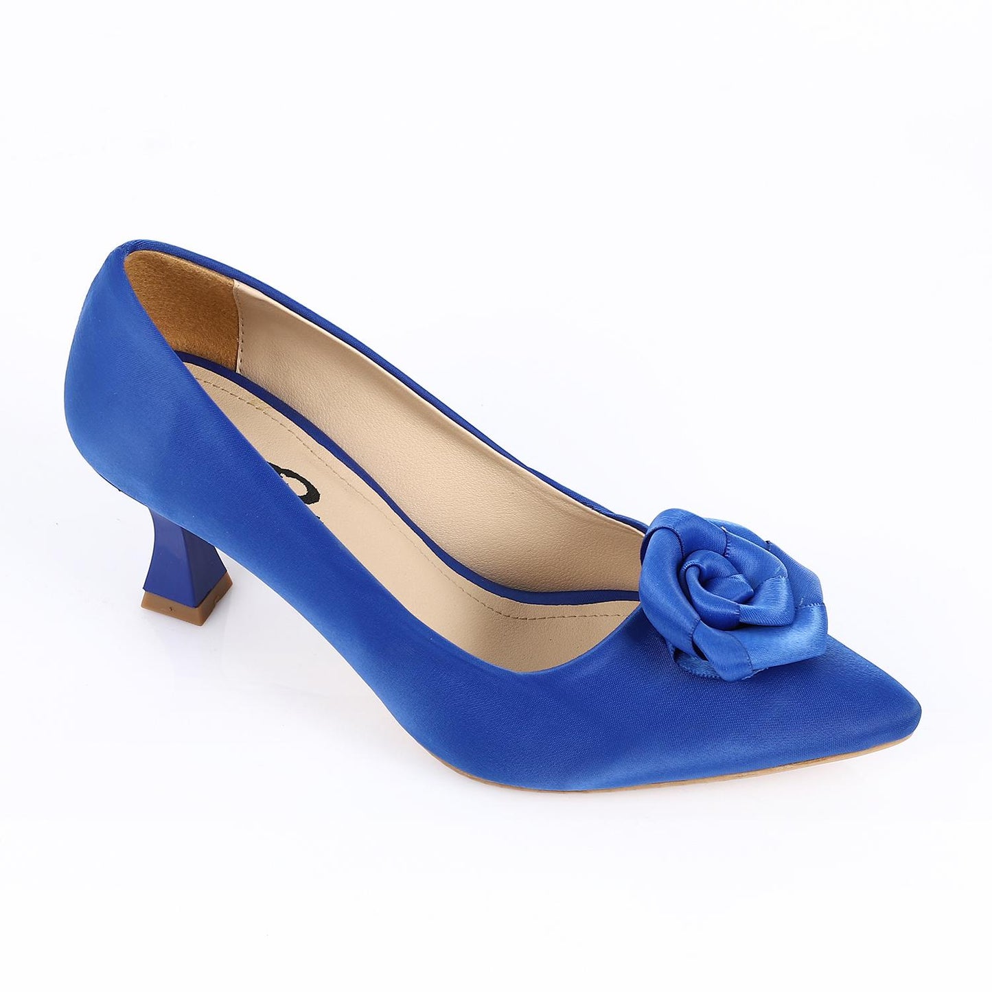 Blue Upper Flower Accent Evening Pumps