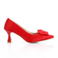 Red Upper Flower Accent Evening Pumps