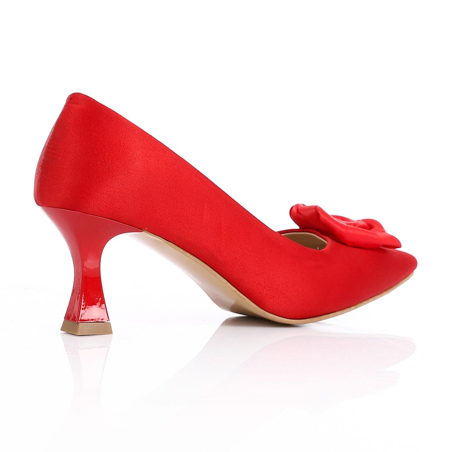 Red Upper Flower Accent Evening Pumps