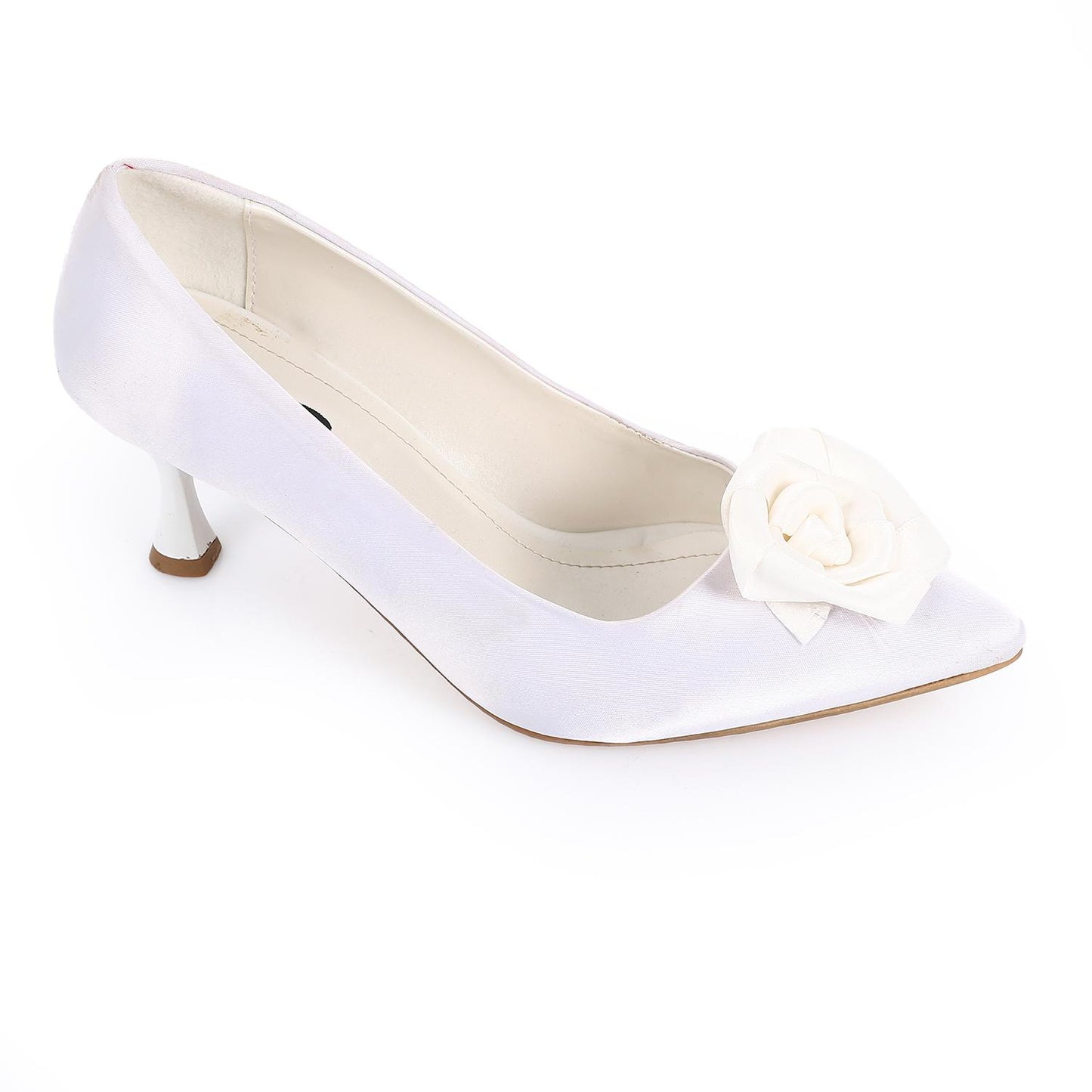 Off-White Upper Flower Accent Evening Pumps