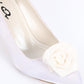 Off-White Upper Flower Accent Evening Pumps