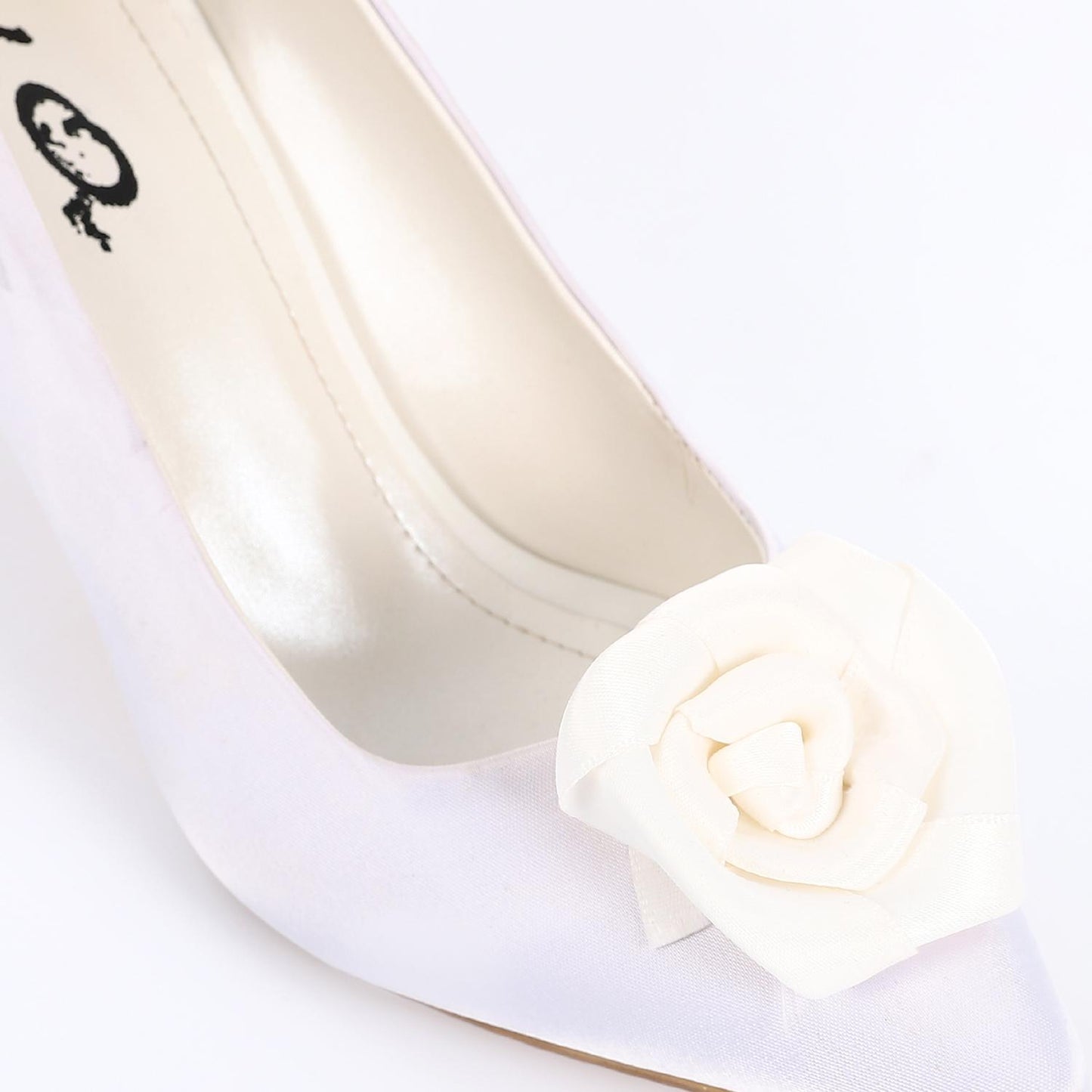 Off-White Upper Flower Accent Evening Pumps