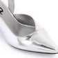 Silver Slingback Pull-on Pumps