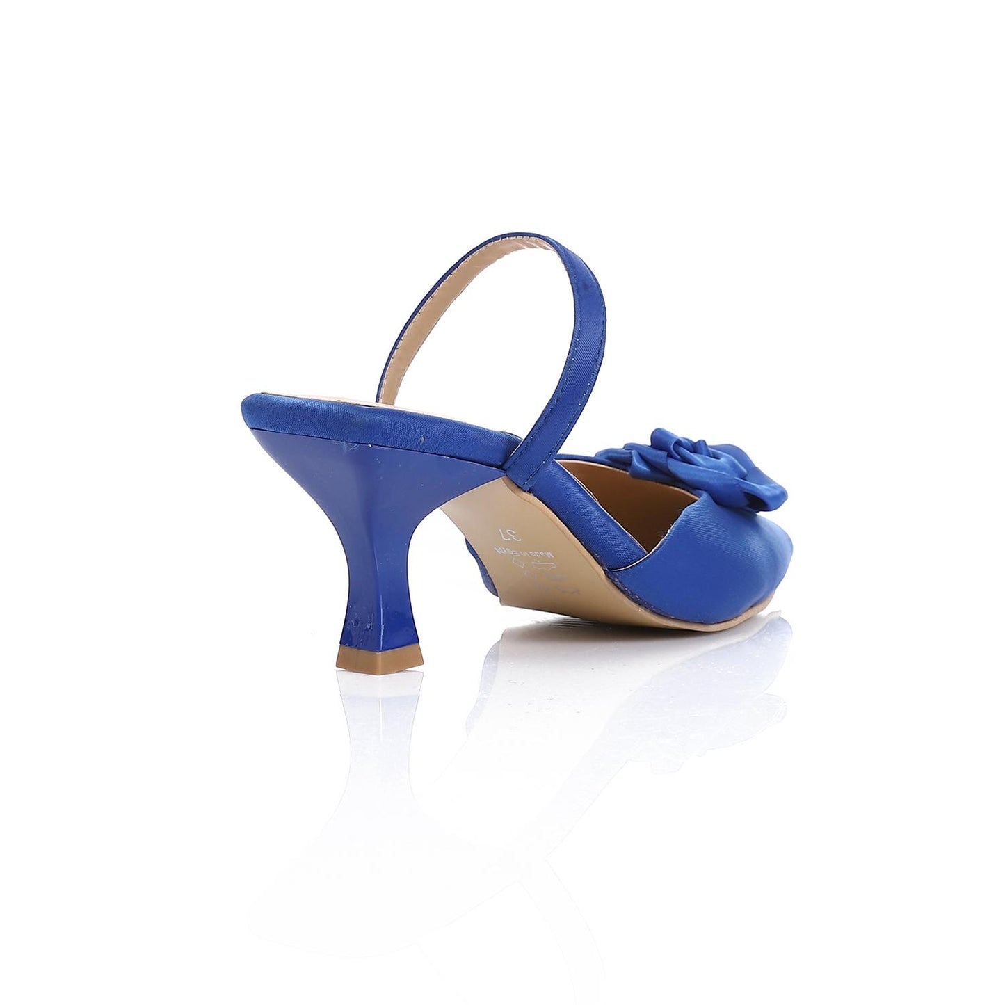 Blue Upper Flower Slingback High Heels