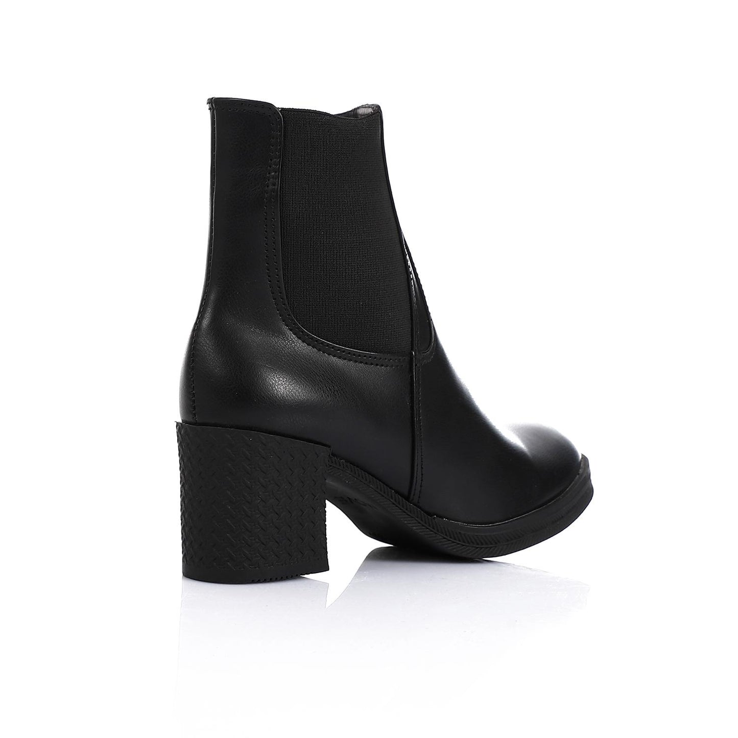 Black Side Zipper Half Boot