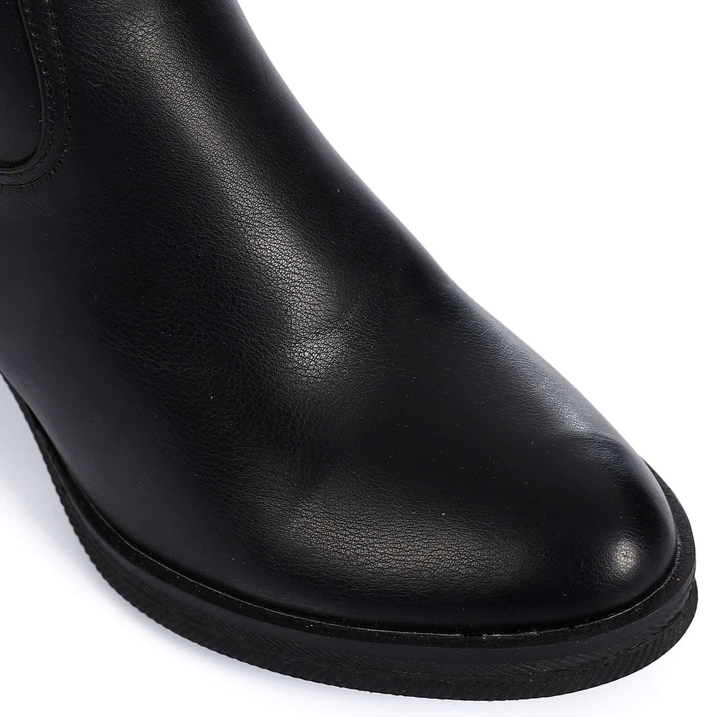 Black Side Zipper Half Boot