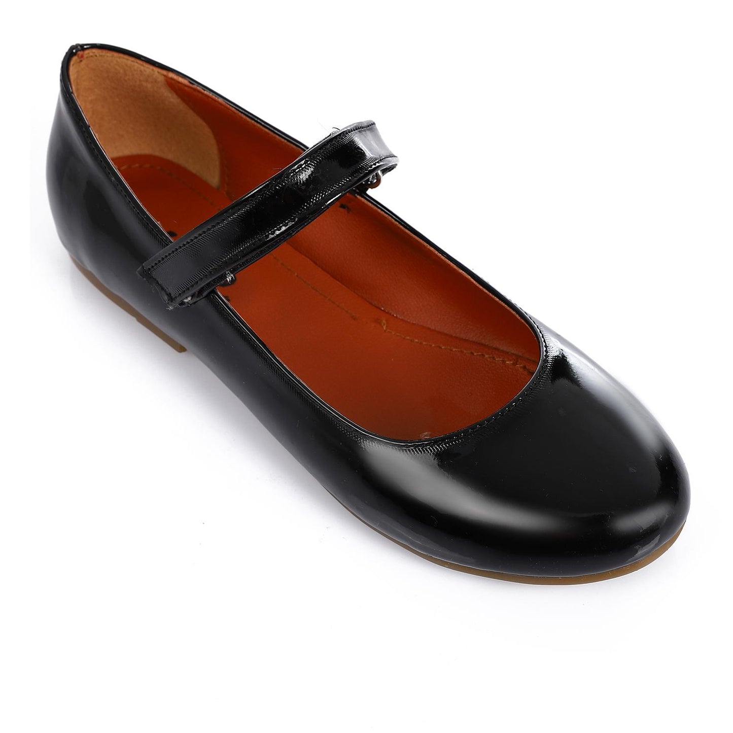 Black Shiny Leather Ballerina for Teen Girls