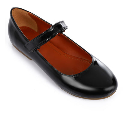 Black Shiny Leather Ballerina for Teen Girls