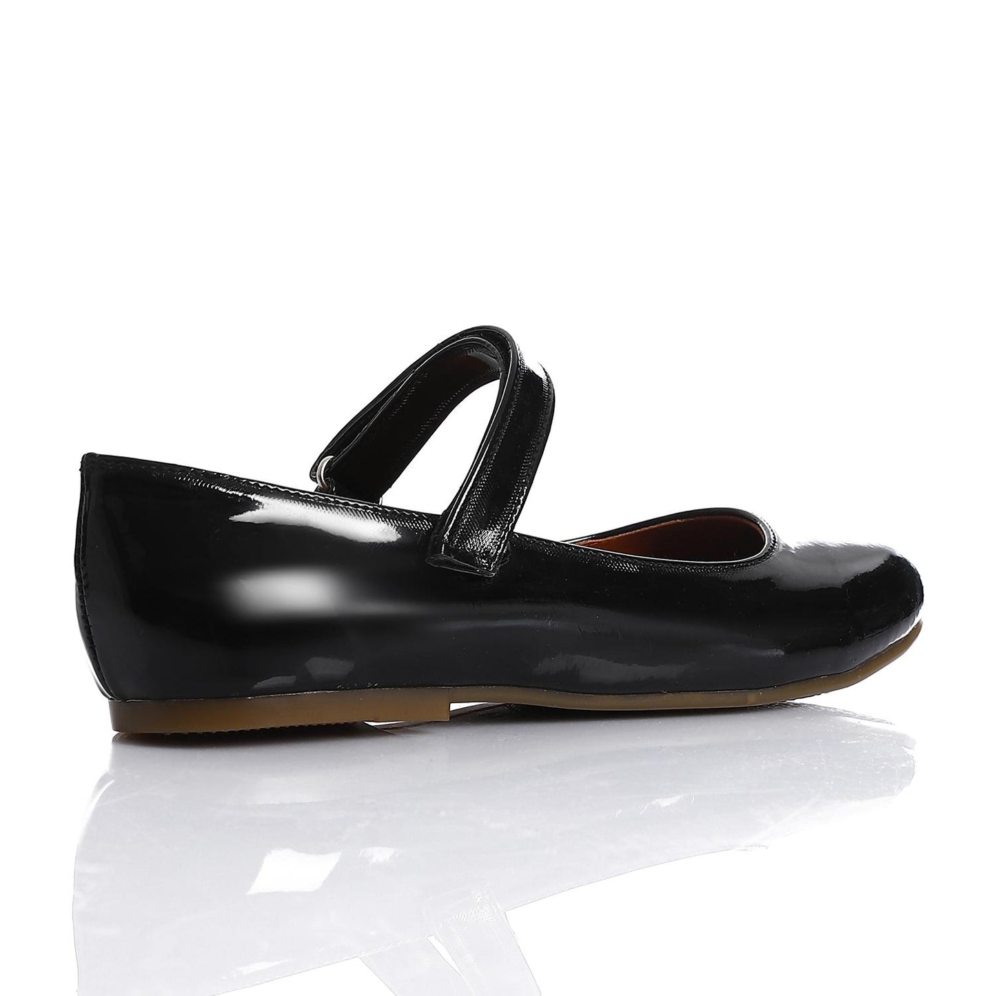 Black Shiny Leather Ballerina for Teen Girls