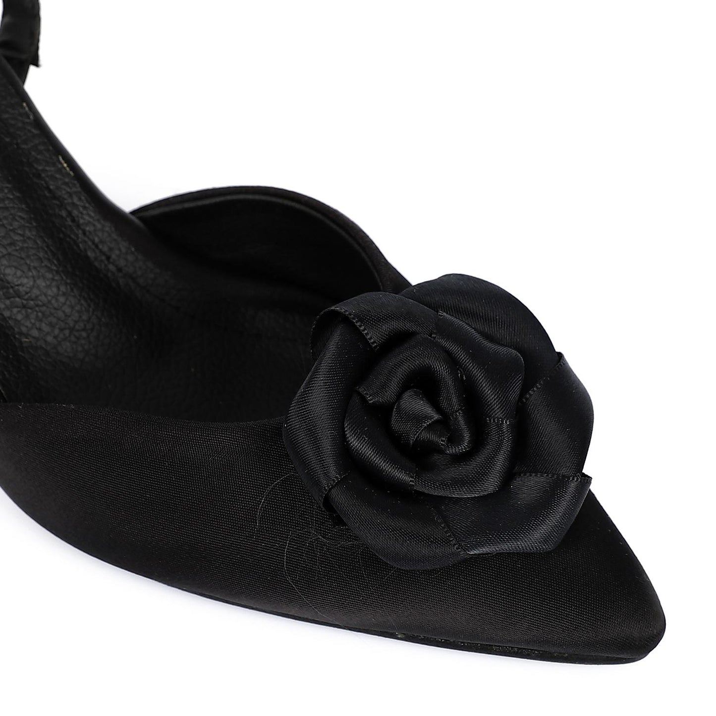 Black Upper Flower Slingback High Heels