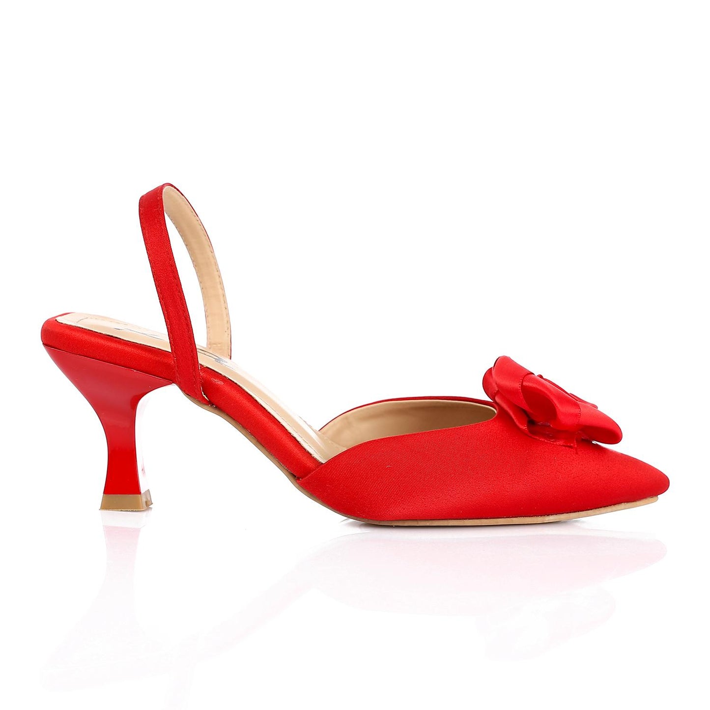 Red Upper Flower Slingback High Heels