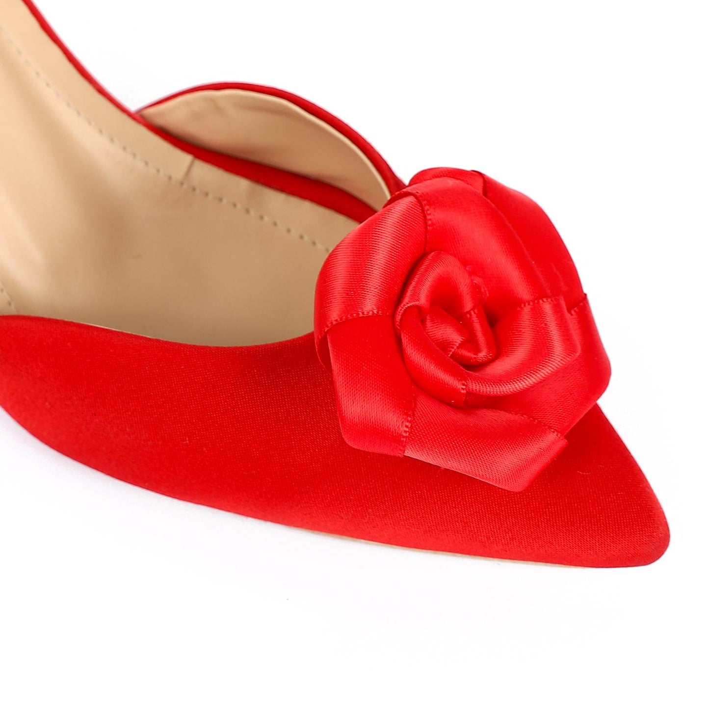 Red Upper Flower Slingback High Heels