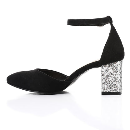 Suede High Heels with Shiny Heel