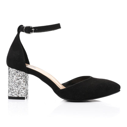 Suede High Heels with Shiny Heel