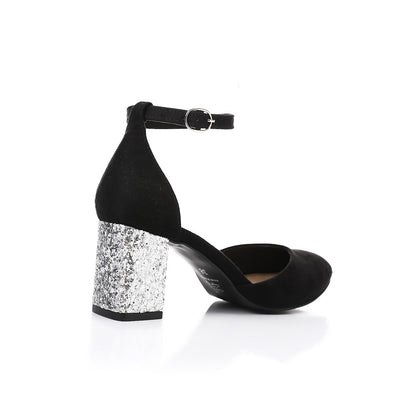 Suede High Heels with Shiny Heel