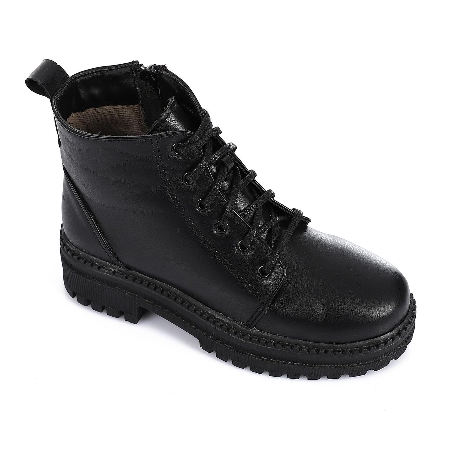 Black Lace-up Ankle Boot for Girls