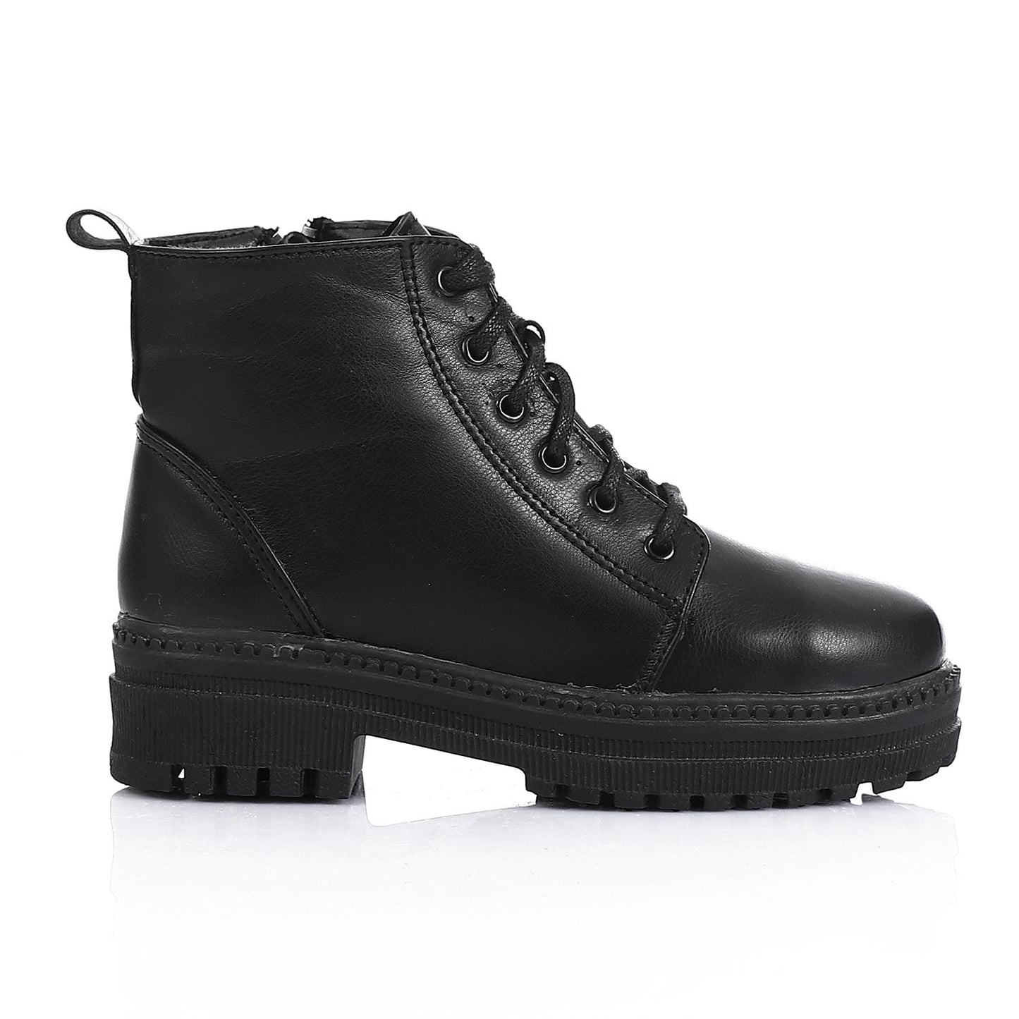 Black Lace-up Ankle Boot for Girls