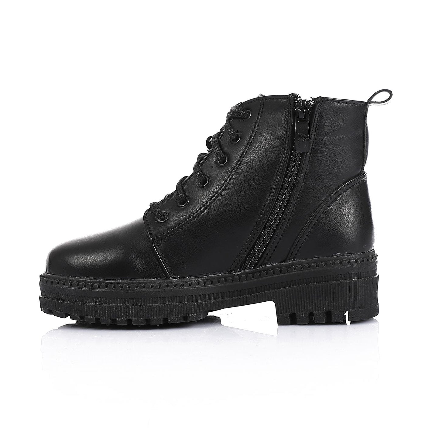 Black Lace-up Ankle Boot for Girls