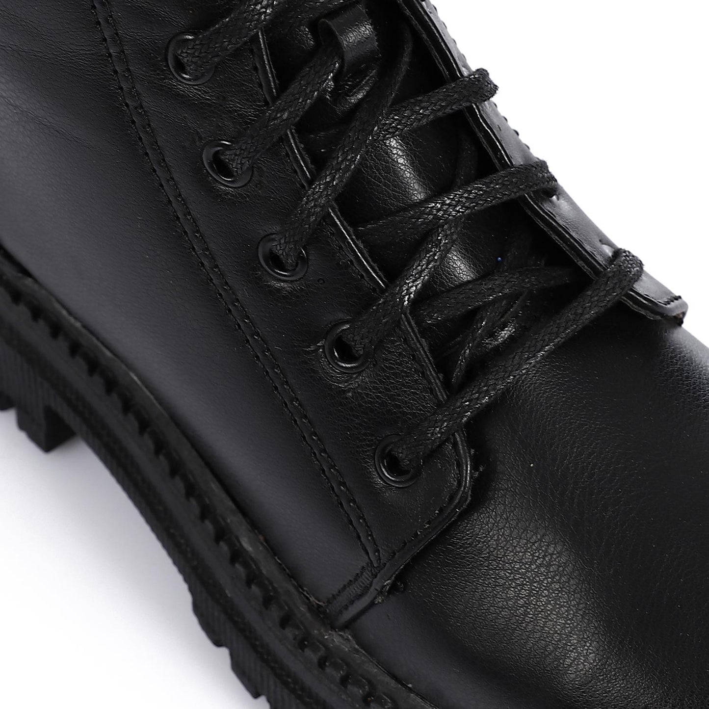 Black Lace-up Ankle Boot for Girls