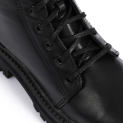 Black Lace-up Ankle Boot for Girls