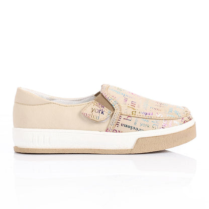 Beige Casual Slip-on Shoes for Girls
