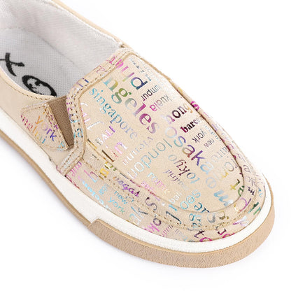 Beige Casual Slip-on Shoes for Girls