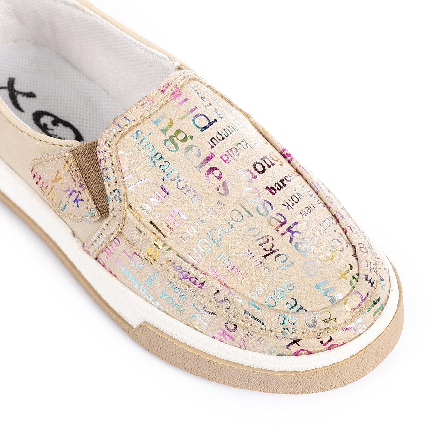 Beige Casual Slip-on Shoes for Teen Girls