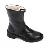 Black Front Zipper Half Boot