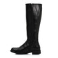 Black Plain Leather Knee High Boot