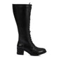 Black Solid Knee High Boot