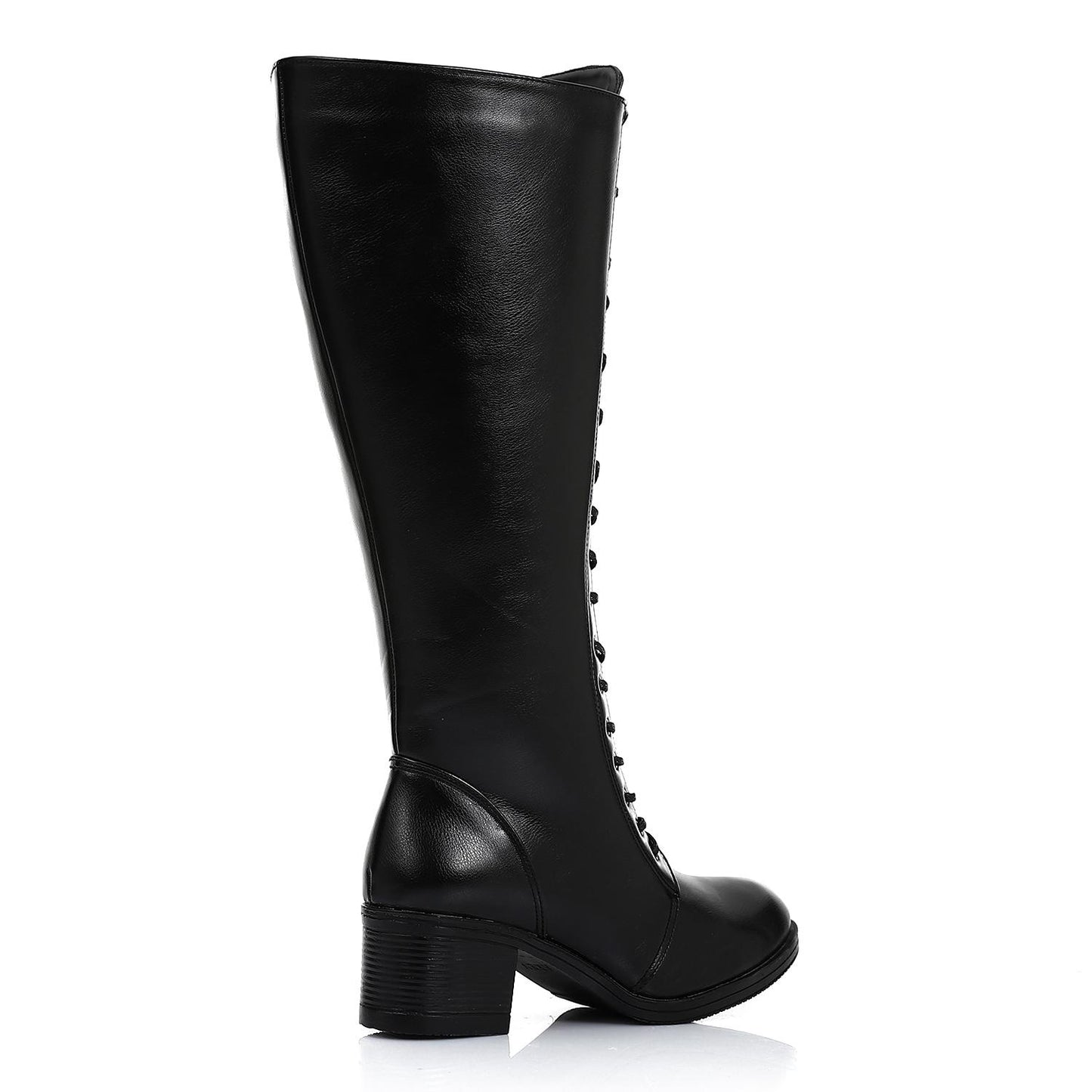 Black Solid Knee High Boot