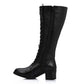 Black Solid Knee High Boot