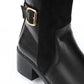 Black Decorative Buckle Ankle Boot